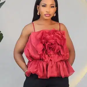 SPAG ROSE CHEST SMOKEY BACK TOP 5732