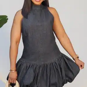 DENIM BUBBLE HEM DRESS 0311 - Image 2