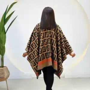 THROW-ON PONCHO 2208, FENDI, BROWN & ORANGE, ONE SIZE - Image 5