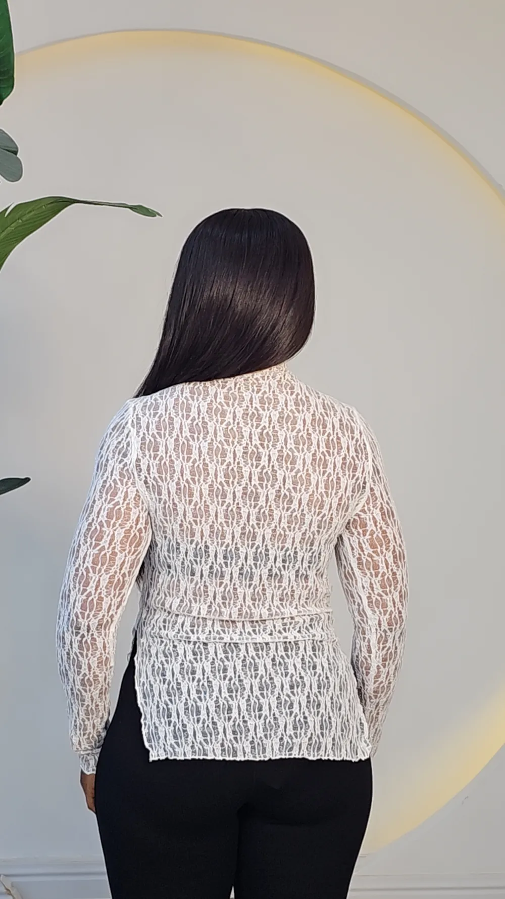 TISSUE LACE HIG NECK TOP 820 - Image 13