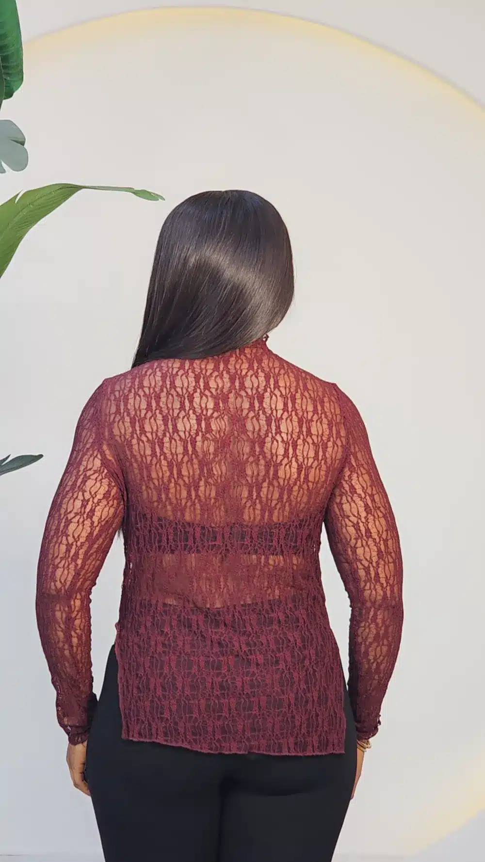 TISSUE LACE HIG NECK TOP 820 - Image 12