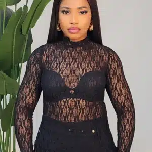 TISSUE LACE HIG NECK TOP 820 - Image 5