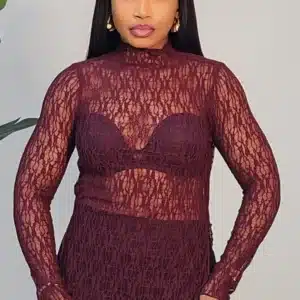 TISSUE LACE HIG NECK TOP 820 - Image 2