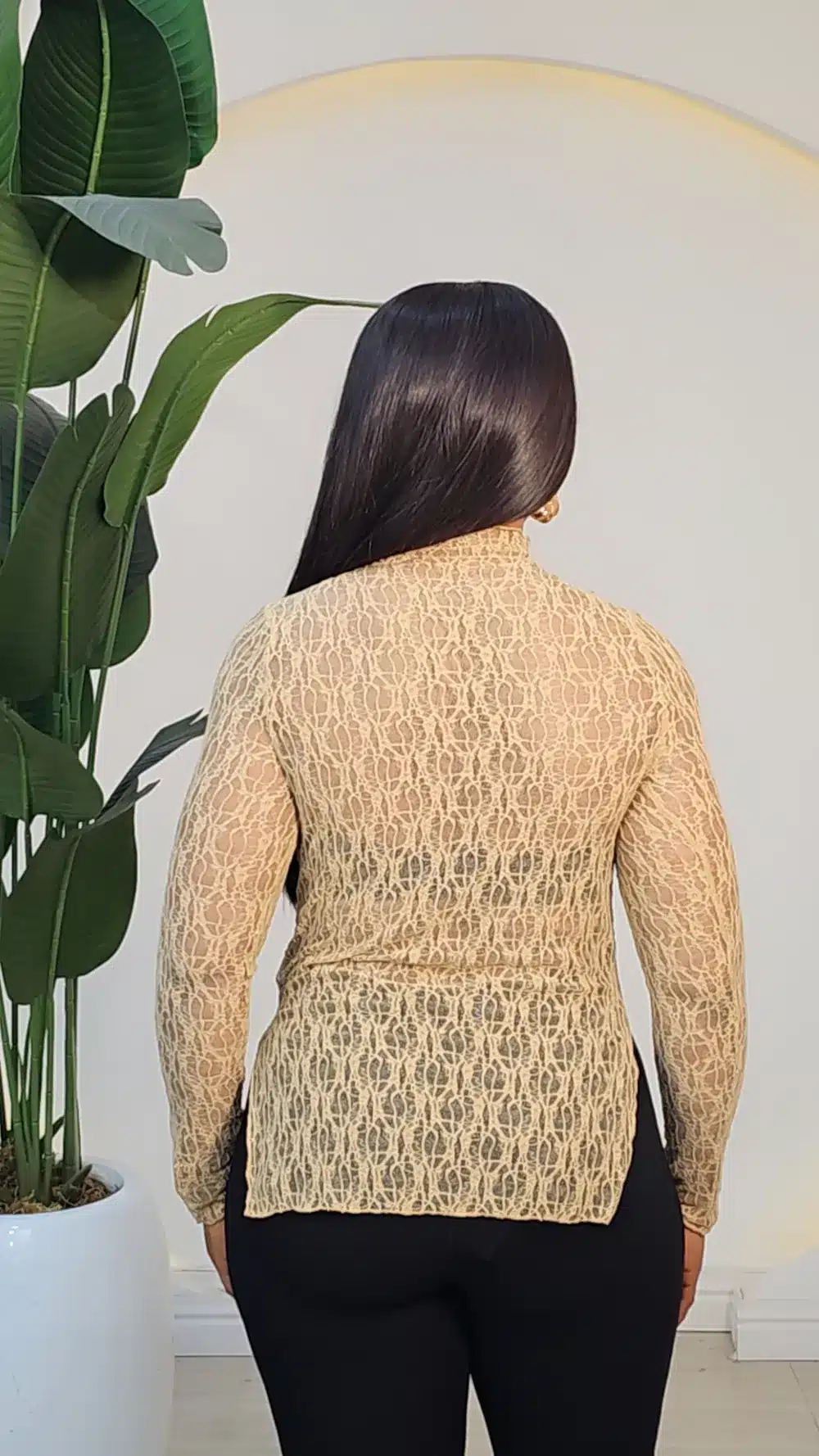 TISSUE LACE HIG NECK TOP 820 - Image 11