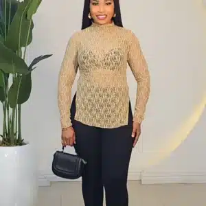 TISSUE LACE HIG NECK TOP 820 - Image 8