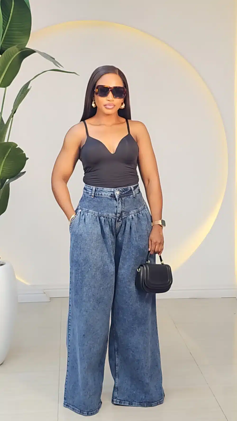 WAIST CASEMENT MOM JEANS 446