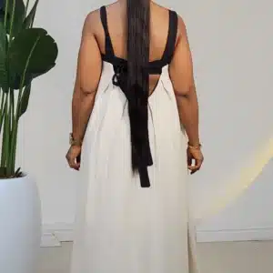 2-TONE LINEN KNOT BACK MAXI DRESS 6163 - Image 3