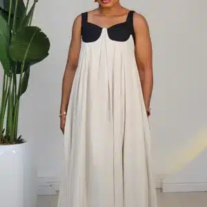 2-TONE LINEN KNOT BACK MAXI DRESS 6163 - Image 2