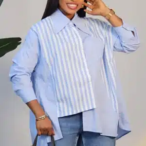 2-TONE STRIPE OVERLAP BACK SHIRT 93302