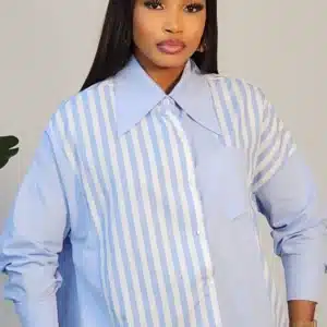 2-TONE STRIPE OVERLAP BACK SHIRT 93302 - Image 2