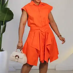 ASYMMETRIC CAP SLEEVE BUTTON DRESS 2312 - Image 2