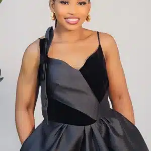 ASYMMETRIC SATIN SPAG SKATER DRESS 3580 - Image 4