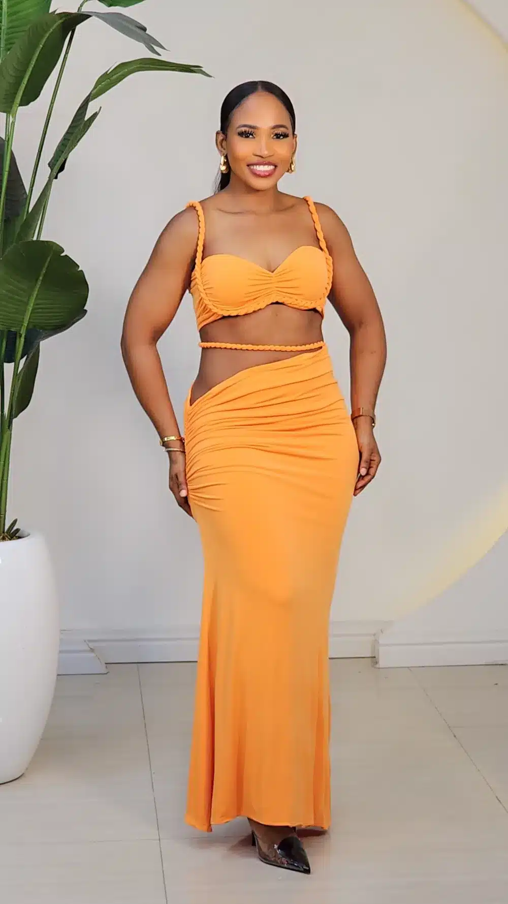 ASYMMETRIC SKIRT & BALL SPAG TOP SET 6170