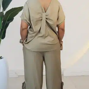 BUTTON SIDE SLIT PANT & OPEN BACK TOP SET 1012 - Image 5