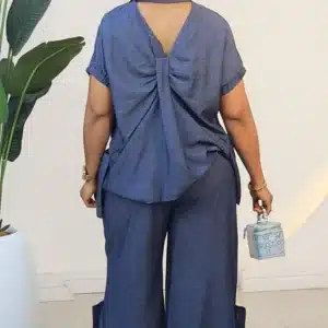 BUTTON SIDE SLIT PANT & OPEN BACK TOP SET 1012 - Image 6