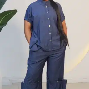 BUTTON SIDE SLIT PANT & OPEN BACK TOP SET 1012 - Image 3