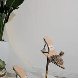 CLEAR BOW STUD SLING BACK HEELY SANDAL 9621-1 - Image 2