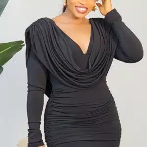 COWL BACK DRAPE RUCH LONG DRESS 2599 - Image 3