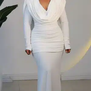 COWL BACK DRAPE RUCH LONG DRESS 2599 - Image 4