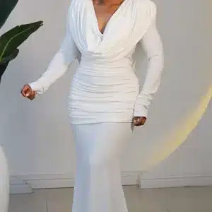 COWL BACK DRAPE RUCH LONG DRESS 2599 - Image 5