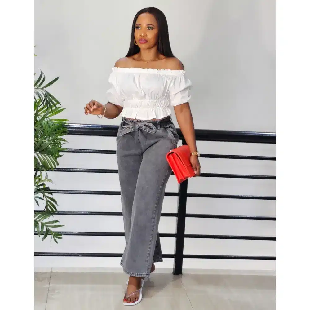 CROP OFF SHOULDER PUFF SLEEVE TOP - Image 3