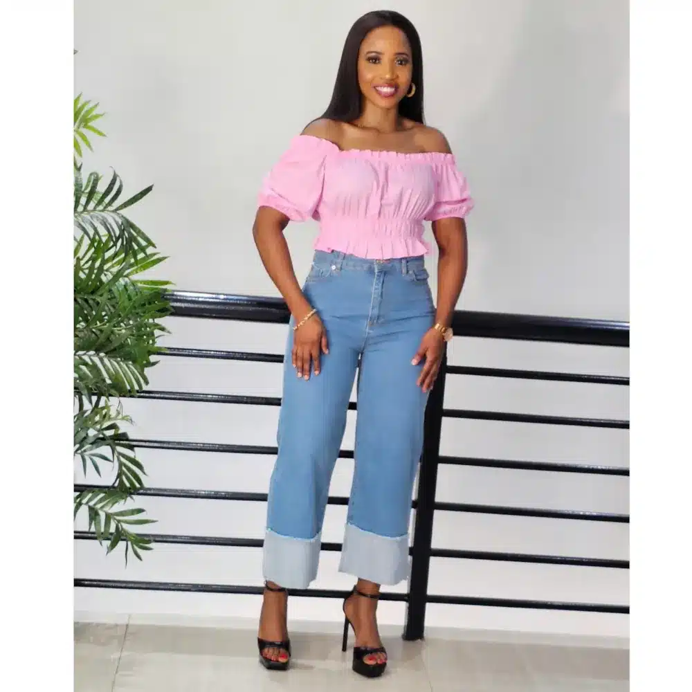 CROP OFF SHOULDER PUFF SLEEVE TOP - Image 2
