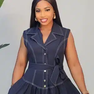 DENIM BUTTON DOWN GYPSY DRESS 1712 - Image 2