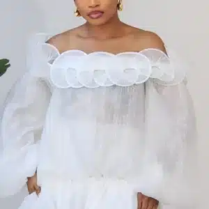 DETAIL OFF SHOULDER HEM SHORT DRESS 872