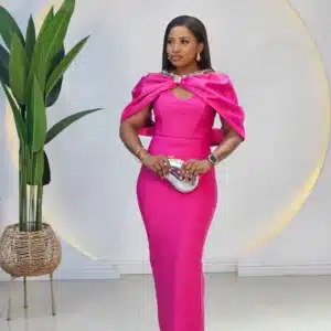 EMBELLISH HALTER NECK CAPE DRESS 0612