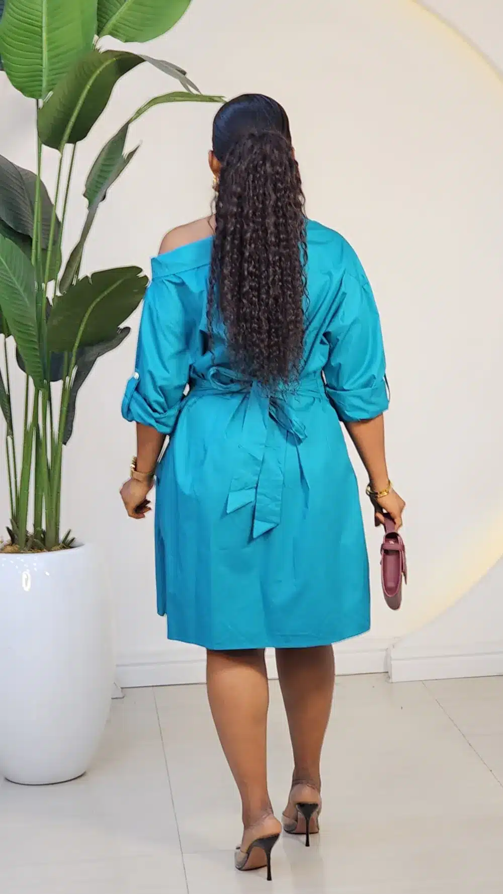 FALSE WRAP ASYMMETRIC SHIRT DRESS 888 - Image 8