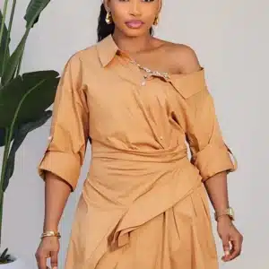 FALSE WRAP ASYMMETRIC SHIRT DRESS 888 - Image 4