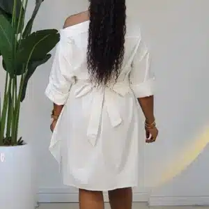 FALSE WRAP ASYMMETRIC SHIRT DRESS 888 - Image 9