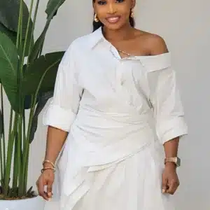 FALSE WRAP ASYMMETRIC SHIRT DRESS 888 - Image 6