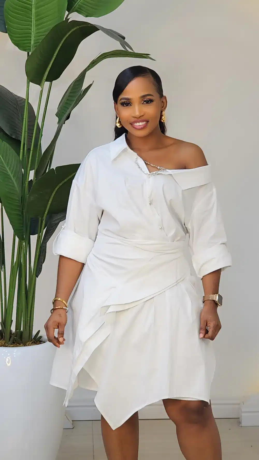 FALSE WRAP ASYMMETRIC SHIRT DRESS 888 - Image 6