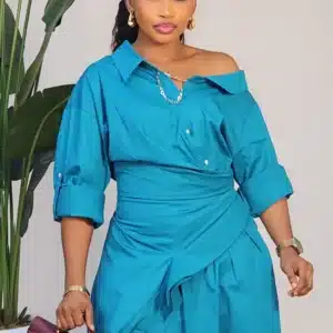 FALSE WRAP ASYMMETRIC SHIRT DRESS 888 - Image 5