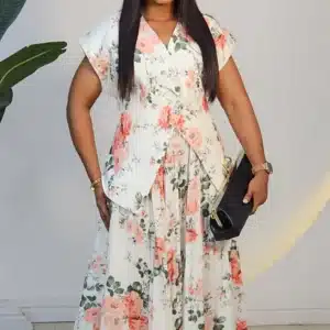 FLORAL PLEAT SKIRT & TOP SET 0512