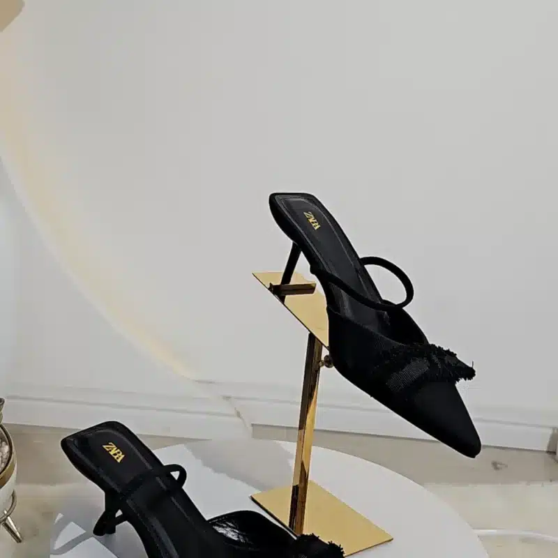 FRINGE BOW COVER KITTEN SLING BACK 250321