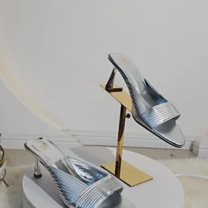 GLITTERS PLEAT TOP KITTEN MULES 8397 - Image 3