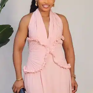 HALTER NECK CHIFFON MAXI DRESS 851 - Image 3