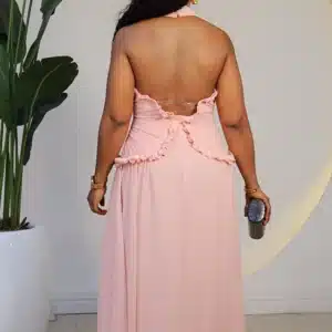 HALTER NECK CHIFFON MAXI DRESS 851 - Image 5