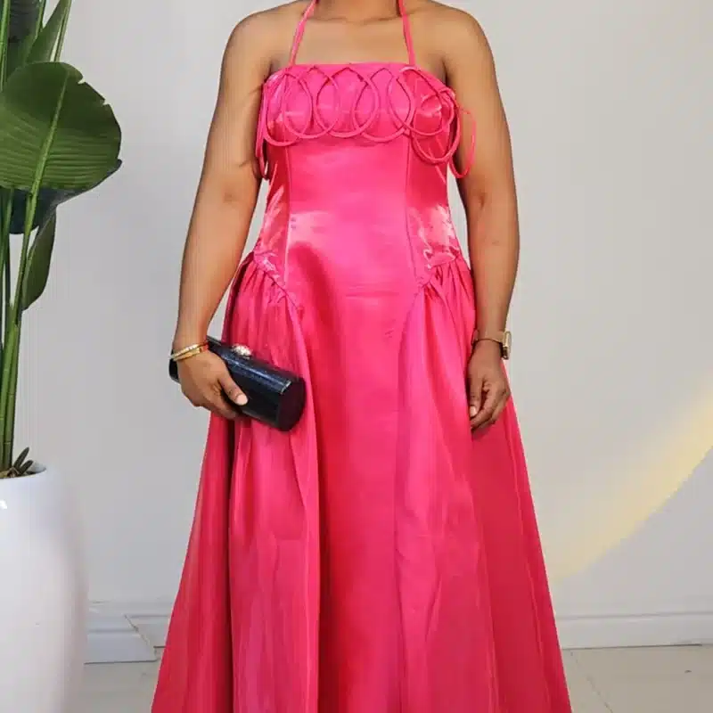 HALTER NECK RING CHEST HEM DRESS 6164