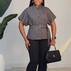 KIMONO SLEEVE BELTED TOP 0512 - Image 2