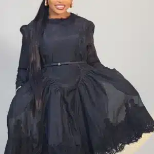 LACE HEM LONG SLEEVE DRESS 58895 - Image 2