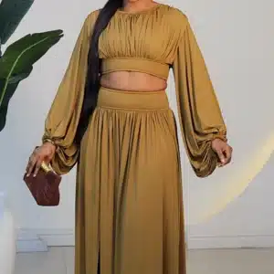 LYCRA SLIT SKIRT & CROP TOP SET 58902 - Image 2