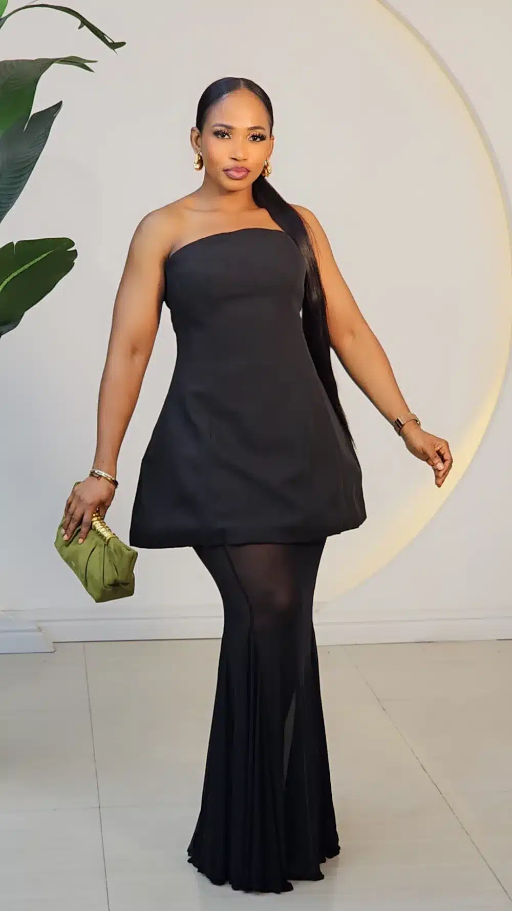 MESH MAXI SKIRT & TUBE TOP SET 909