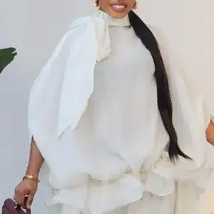 NECK KNOT STATEMENT PEPLUM DRESS 765 - Image 2