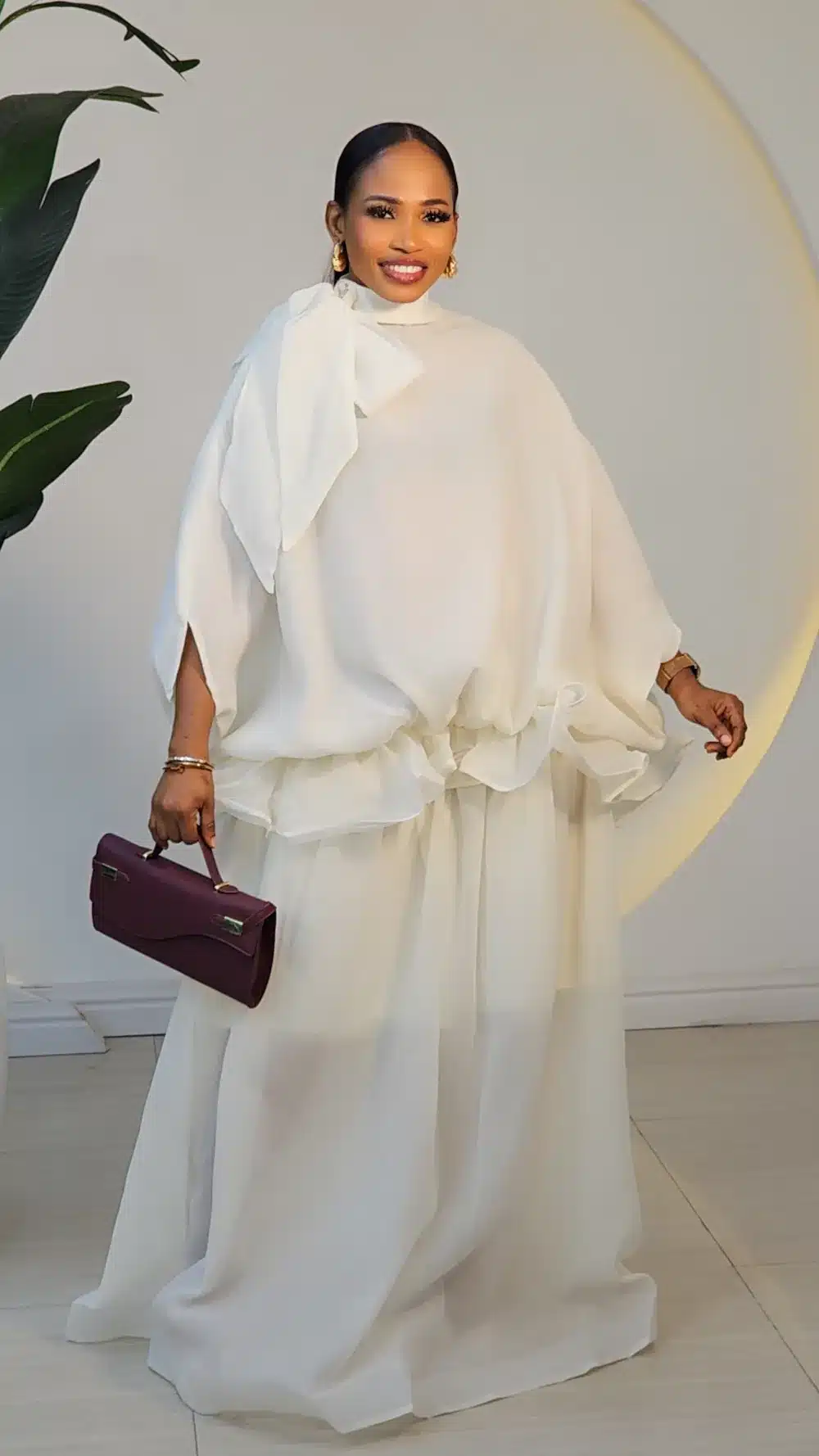 NECK KNOT STATEMENT PEPLUM DRESS 765