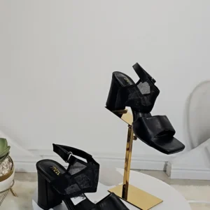 NET ANKLE BLOCK HEEL STRAP SANDALS 17019 - Image 2
