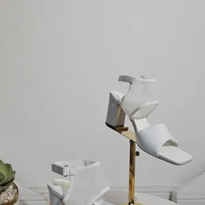 NET ANKLE BLOCK HEEL STRAP SANDALS 17019 - Image 3