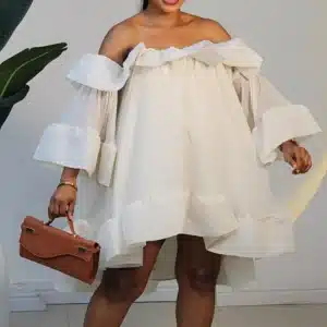 OFF SHOULDER SWING HEM DRESS 1012